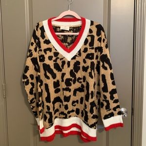 Varsity cheetah print sweater